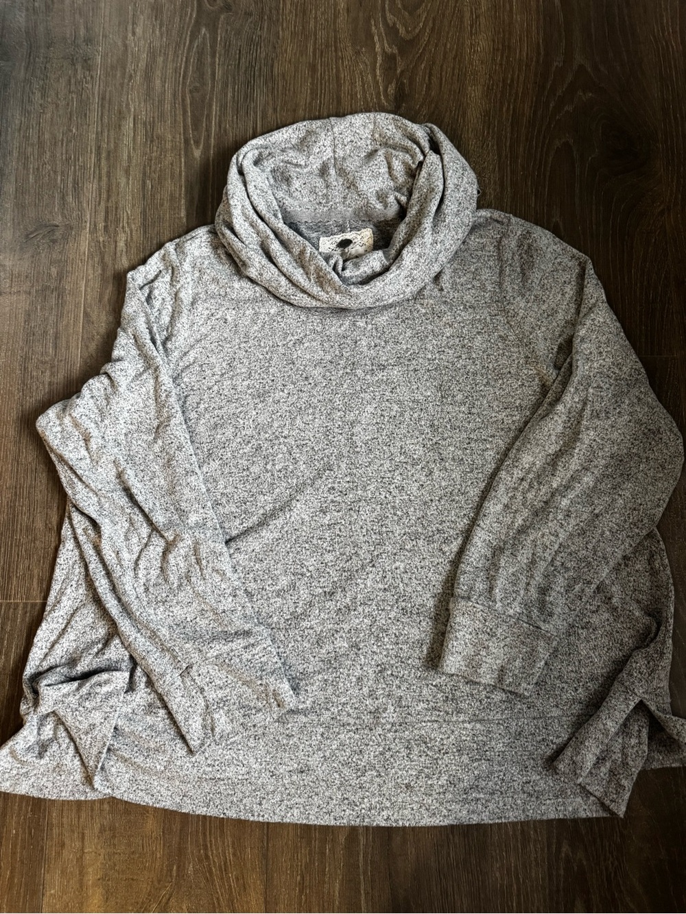Cupio Light Gray Marled Cowl Neck Sweater